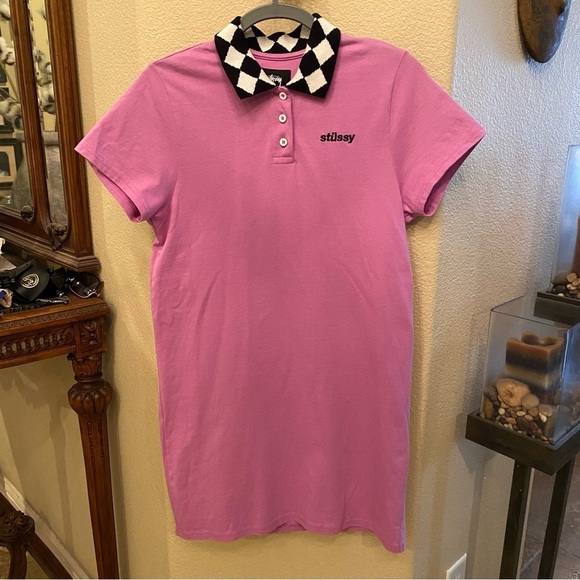 STUSSY Women Pink Polo Shirt Dress Size XS - Picture 1 of 7